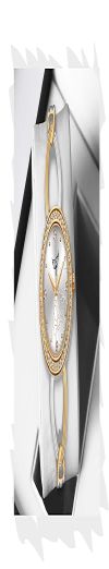 WHITE BIRD Black Studded Diamond Case Linked Bracelet Watch with Floral Design, 30 mm