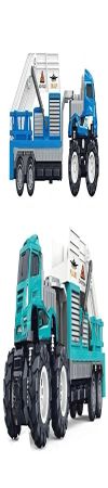 WHITE BIRD Monster Truck Toy Set with Trailer Truck, Large Wheels,Unbreakable Friction Powered Metal Die-Cast Transport Pull Back Vehicle Toy (Multicolor, Pack of 1) (Trailer Truck 100)