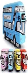 WHITE BIRD Diecast Double Decker London Bus Toy Metal Alloy Bus for Kids Light Music Open Door Collection Friction Bus Toys for Boy Kids